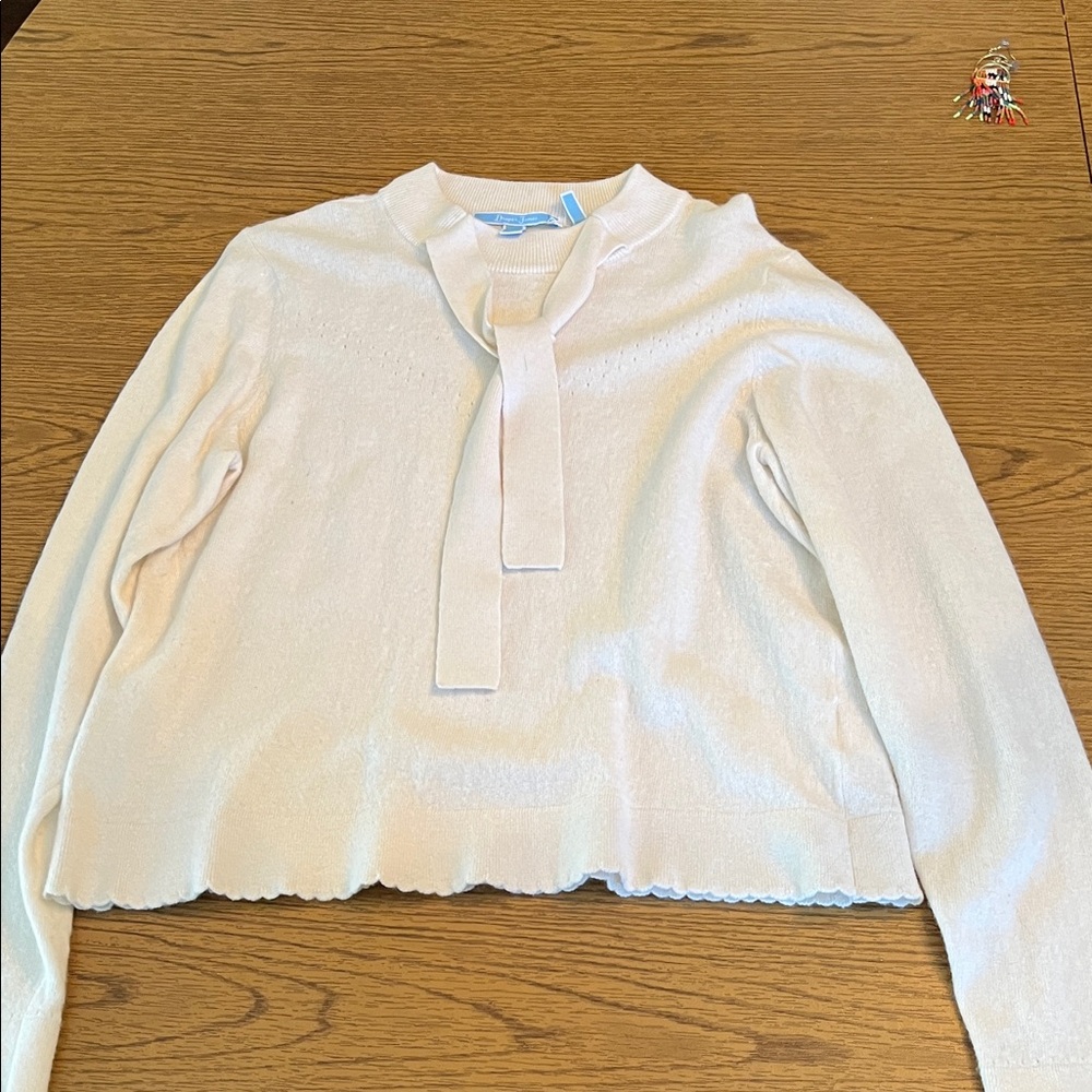 Draper James Cream Sweater with Tie Accent